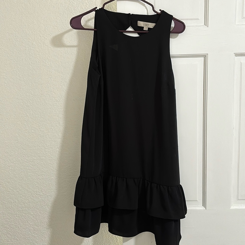 Ann Taylor Loft black ruffle dress